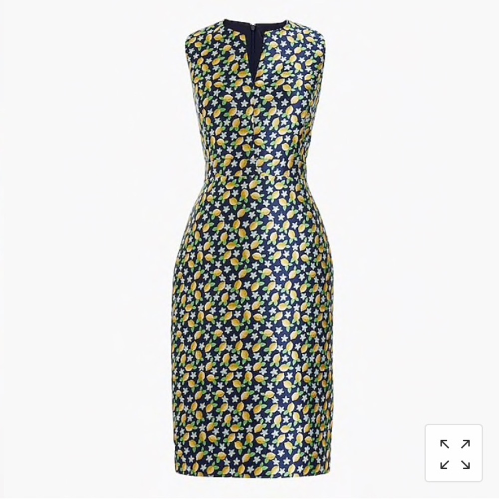 J Crew V-neck sheath dress- lemon jacquard Size 6T